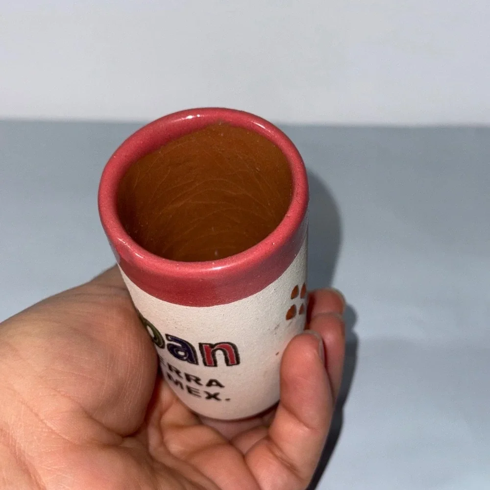Ceramic Shot Glass Souvenir Hand Painted Pottery Jalpan de Serra Qro.